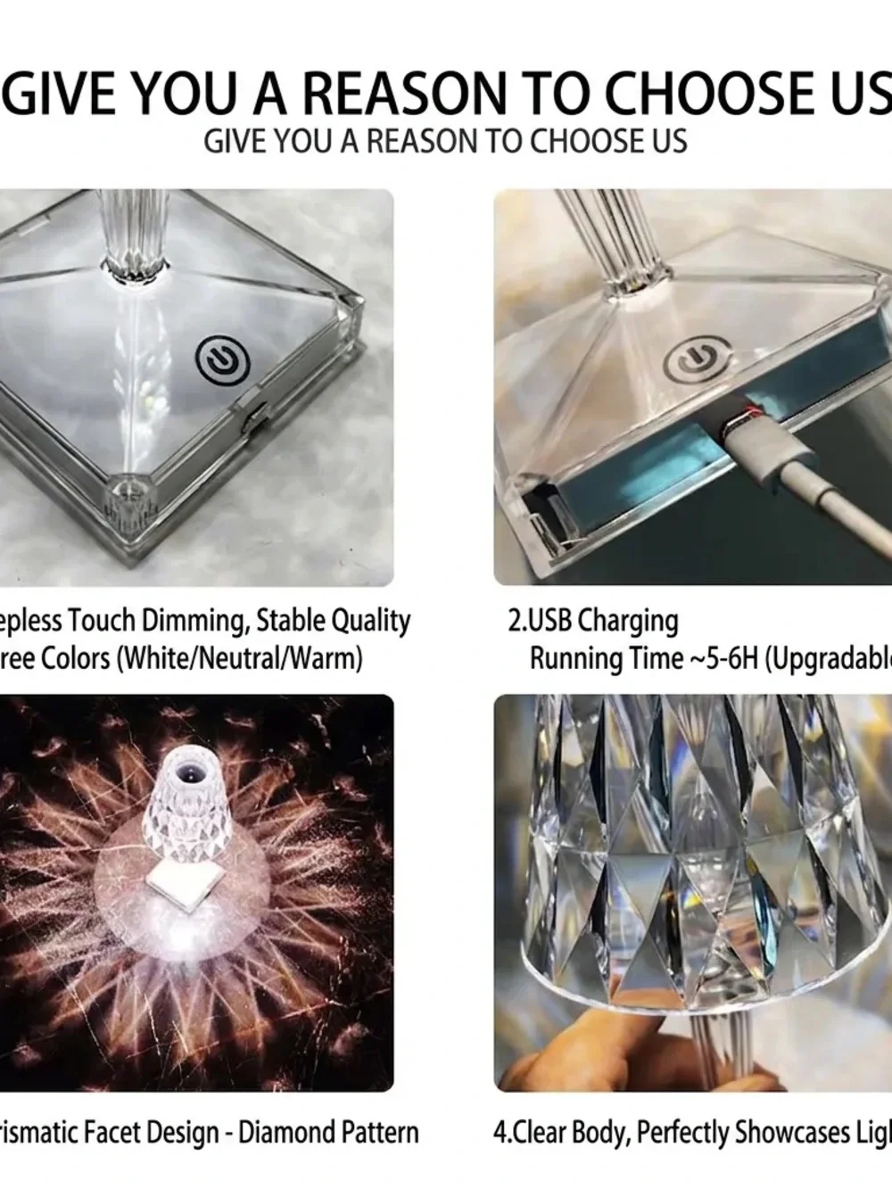 Clear Crystal Table Lamp with Faceted Shade